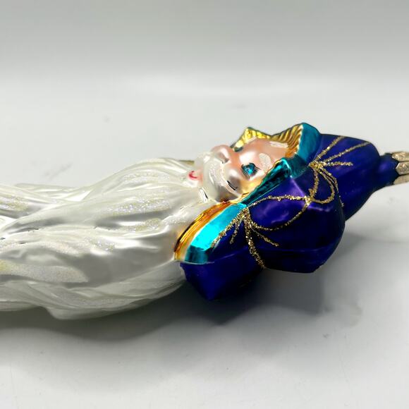 Vintage Large Shooting Star Long Beard Santa ￼8” Glass Christmas Tree Ornament - Picture 4 of 8